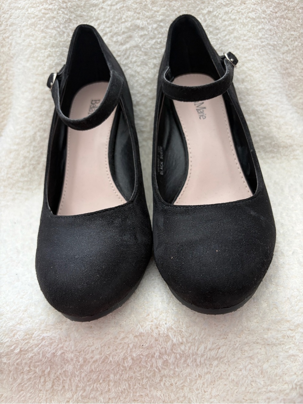 Bella Marie Black Mary Jane Heels with Ankle Strap